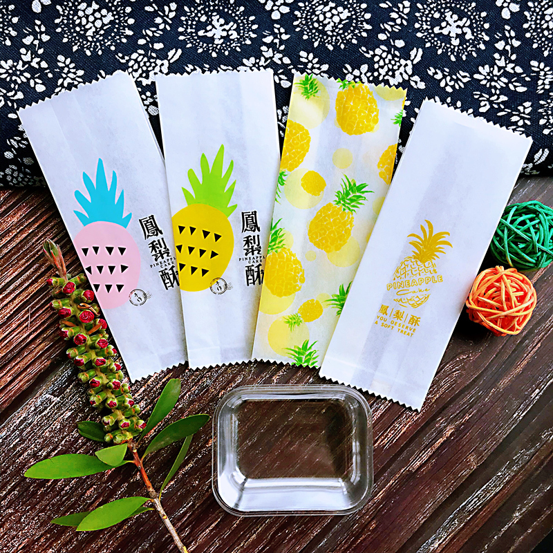 菠萝款凤梨酥开运酥包装袋棉纸袋台湾糕点饼干棉纸烘焙纸袋100只