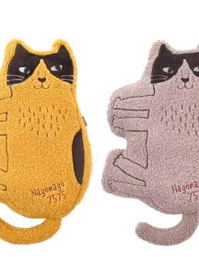 kusuguru刺绣Nago猫抱枕USB加热靠垫腰靠暖手宝仿羊羔绒6737