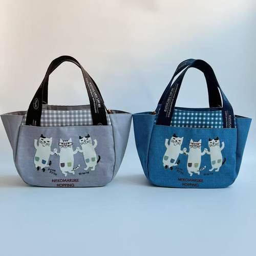 日本Kusuguru刺绣眼镜猫手提包