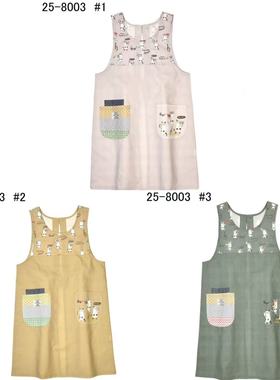 kusuguru无袖围裙猫咪印花布艺围裙背心式罩衣厨房做饭8003