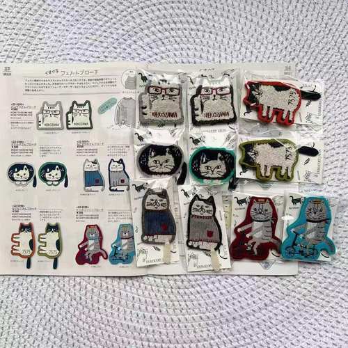 日本usuru森系刺绣猫咪卡通胸针