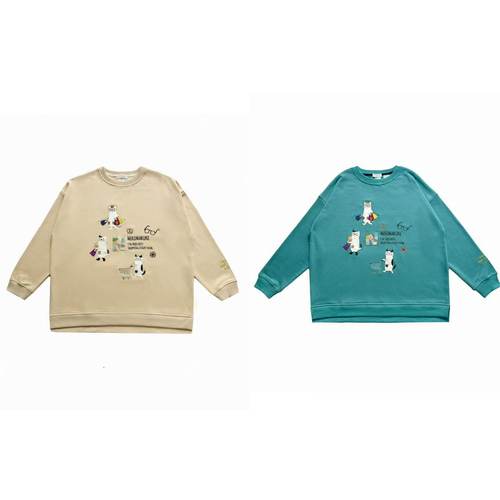 宽松2025年秋季休闲刺绣猫咪狗子