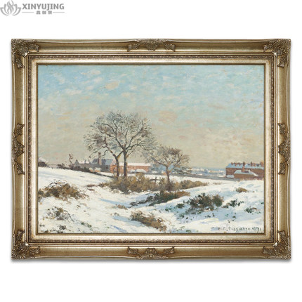 欧式手绘装饰画世界名油画印象风景雪景客厅玄关玄关挂画现代简约