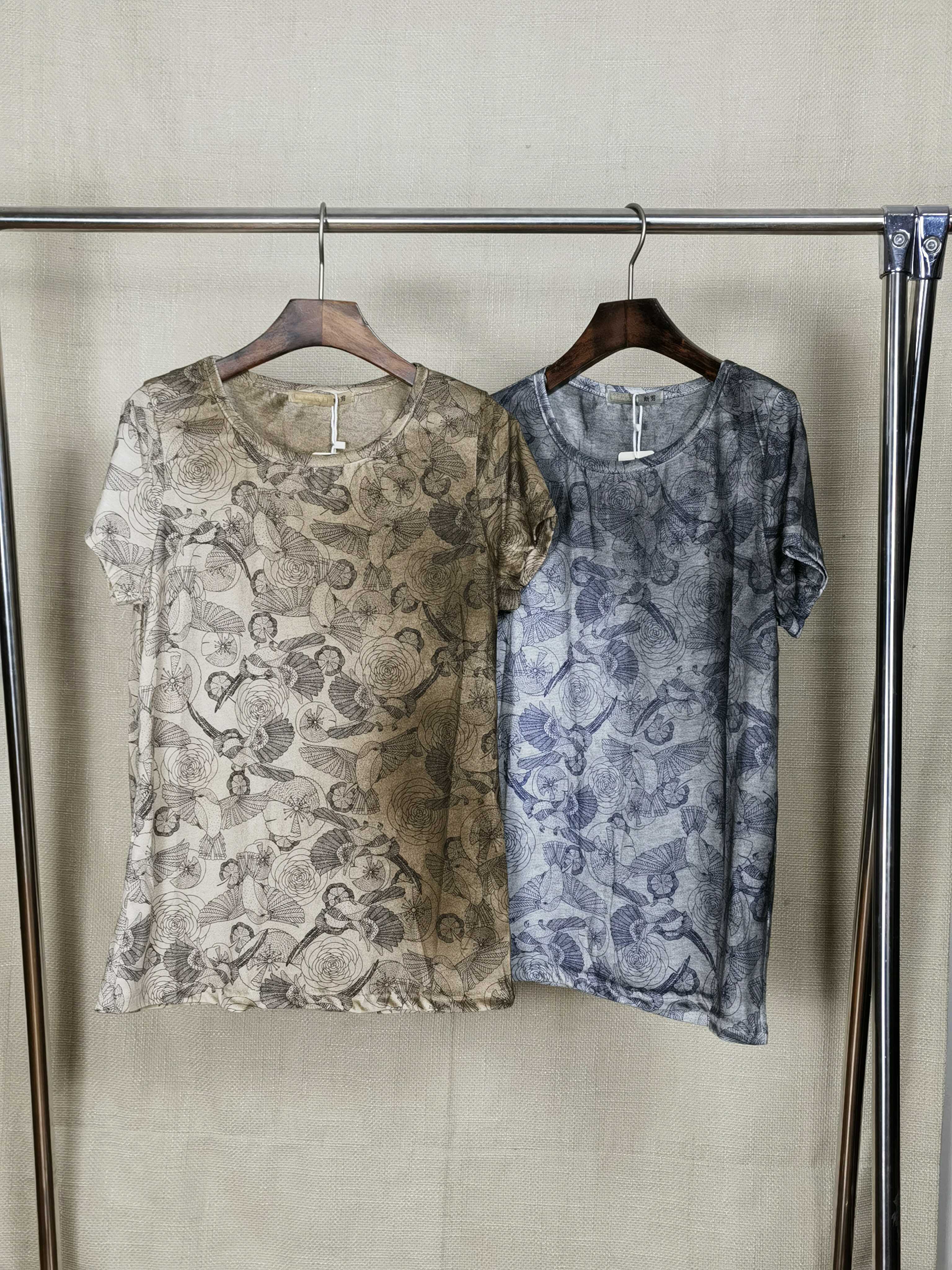 复古花纹100%棉百搭手工喷色