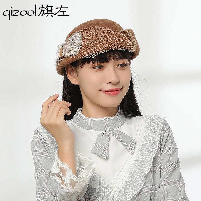 贝雷帽小香风羊毛呢复古秋冬