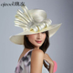 旗左 欧美风轻奢钻饰遮阳帽中世纪礼帽宴会礼服教堂帽黑时装 礼帽