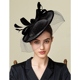 旗左 复古优雅金丝绒宴会礼帽名媛礼服演出网纱发箍帽子黑色