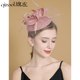 旗左 欧美风新娘网纱小礼帽复古旗袍名媛宴会羽毛头饰花朵小帽子
