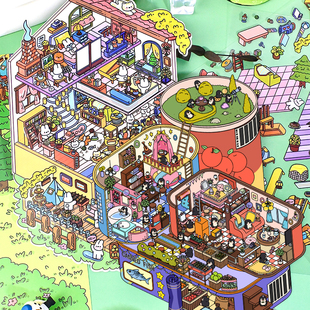 森游超大版1.0造景贴纸立体小屋贴纸DIY收纳解压消磨时间贴纸