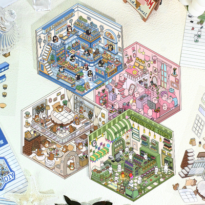 新款2.0微缩场景贴纸造景迷你解压手工贴纸2.5D造景diy手工贴纸