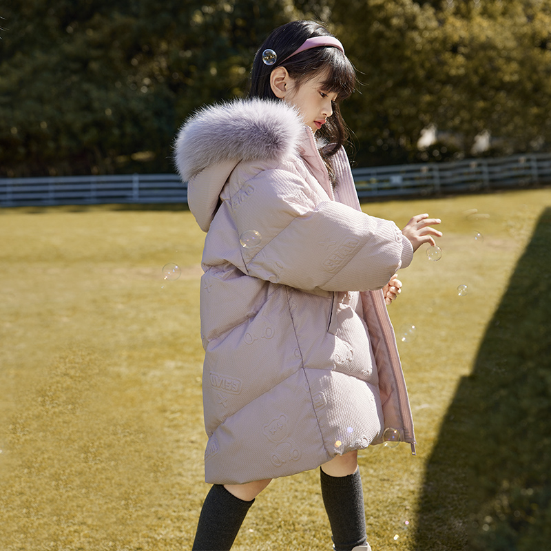 女童中长款羽绒服冬季2025新款