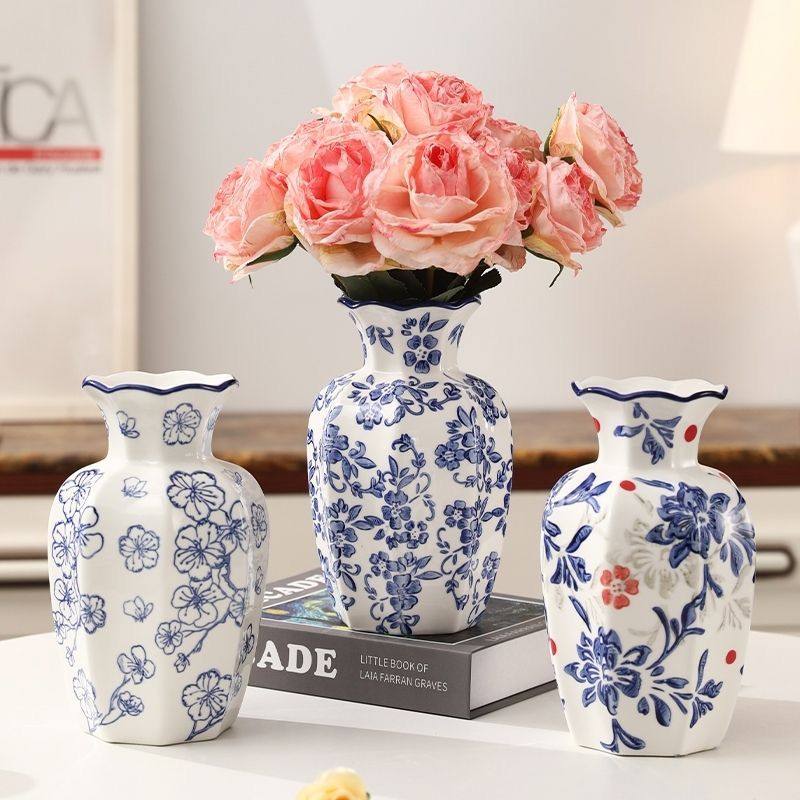 新中式高级摆件青花瓷复古玄关陶瓷花瓶家居客厅插花装饰品可水培,家居饰品,花瓶,淘宝优惠券,粉丝福利购,淘宝优惠卷