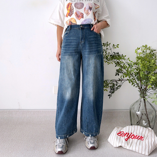 直筒男友裤 子 弯刀裤 胖mm裤 长裤 显瘦女裤 新款 春季 女牛仔裤 女装 大码