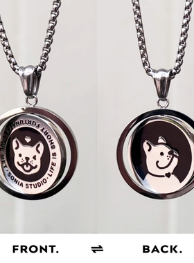 Sonia原创翻转项链女情侣小众简约法斗笑脸百搭男款嘻哈配饰吊坠