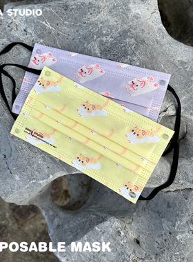 Sonia原创设计情侣款成人日常防护口罩可爱猫咪狗狗一次性无纺布