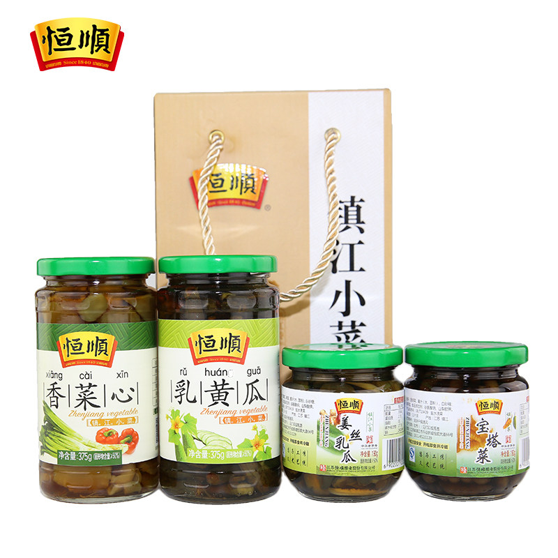 恒顺镇江小菜礼盒190g*2 瓶+375g*2 瓶  腌制泡菜 榨菜 酱菜礼盒
