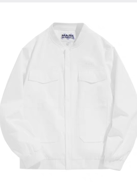 商场撤柜男士春夏休闲夹克纯白色棒球领简约款精神帅气小清新外套