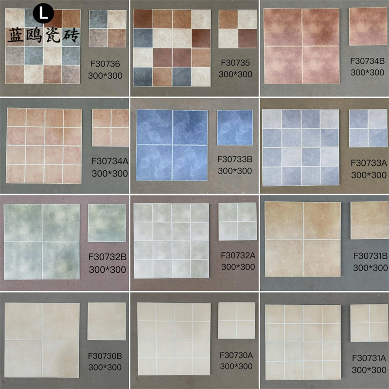美式复古卫生间仿古砖300x300地中海地爬墙瓷砖阳台厨房防滑地砖