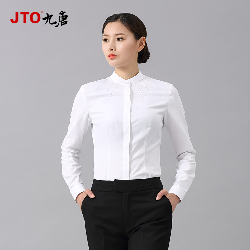 九唐女衬衫白衬衣立领4S店尊贵等