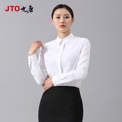 长袖棉女士衬衣JTO修身暗门襟