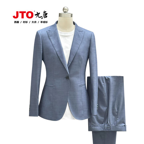 JTO九唐25年沃尔沃4 S店新款蓝灰色女款西装西服西裤白T恤职业装