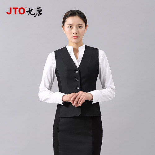 修身黑色女马甲JTO商务