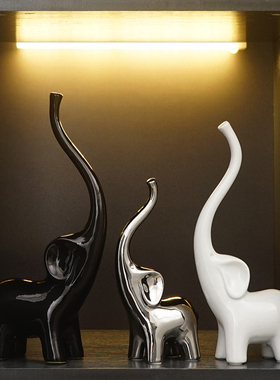 速发简意大象三口之家创约轻奢摆镀电视柜客厅高级感工艺礼品电饰