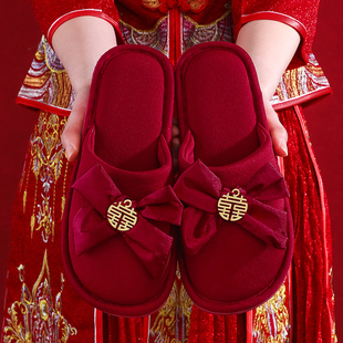 速发结婚拖鞋喜庆红色一对新婚情侣婚庆物婚嫁妆用嫁婚礼陪品备品
