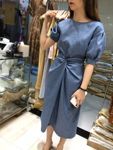 清仓福利捡漏DT EDITION2024夏韩版收腰显瘦气质不规则高端连衣裙