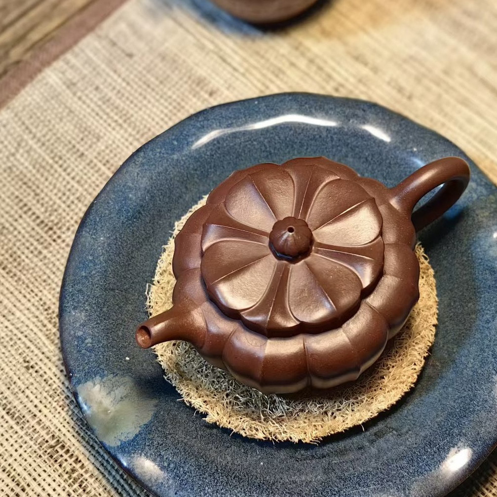 宜兴紫砂壶筋纹壶实力派手工制作茶壶茶具150CC底槽青菱花莲子
