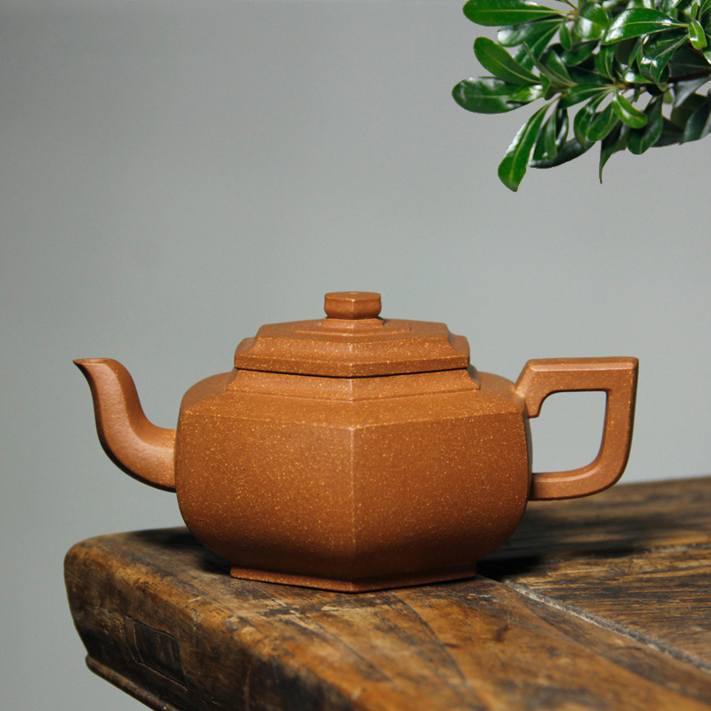 宜兴紫砂壶泡茶壶名家吴娟华全手工壶纯原矿降坡泥220cc六方雪华