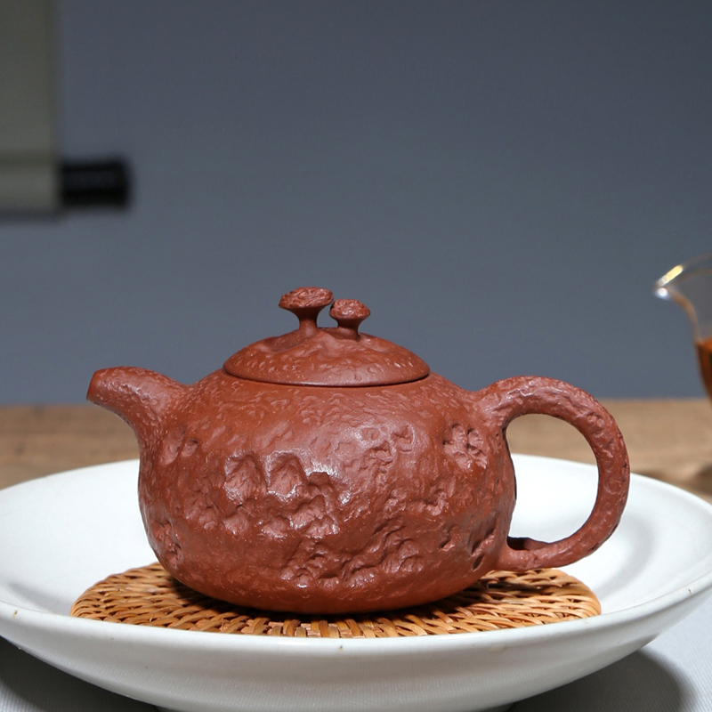 宜兴纯手工紫砂壶名家范佳花器泡茶壶收藏红砂老段泥250CC供春壶