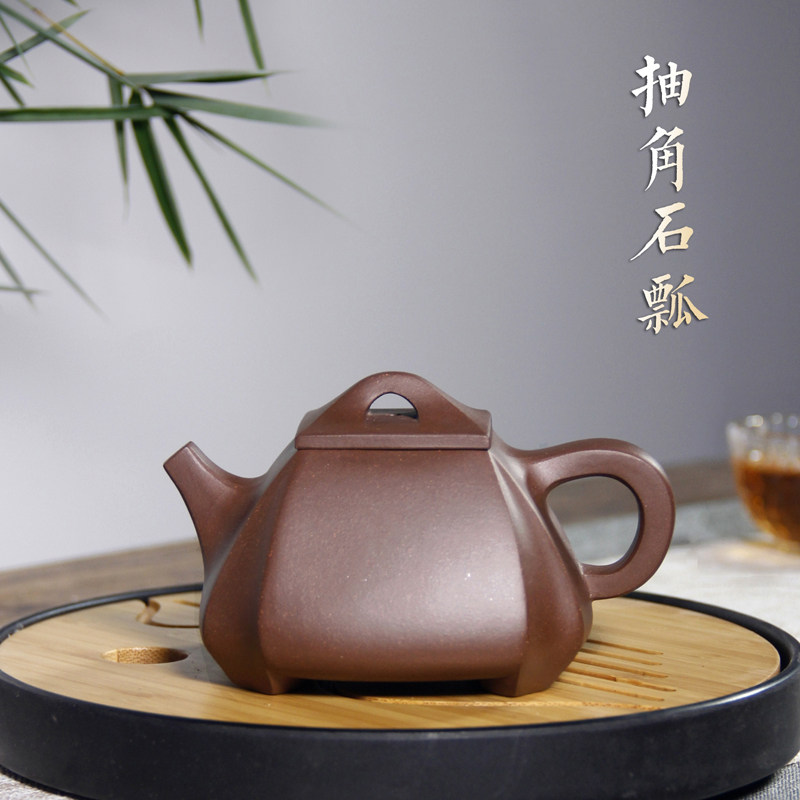 纯手工名家风四方抽角宜兴紫砂壶