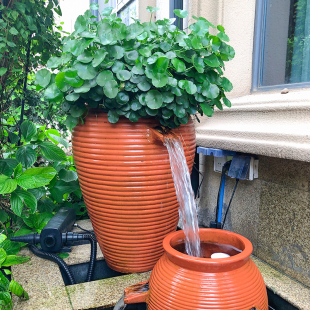 小毛草 特大号口径创意落地透气陶瓷粗陶花盆 户外景观流水罐新款