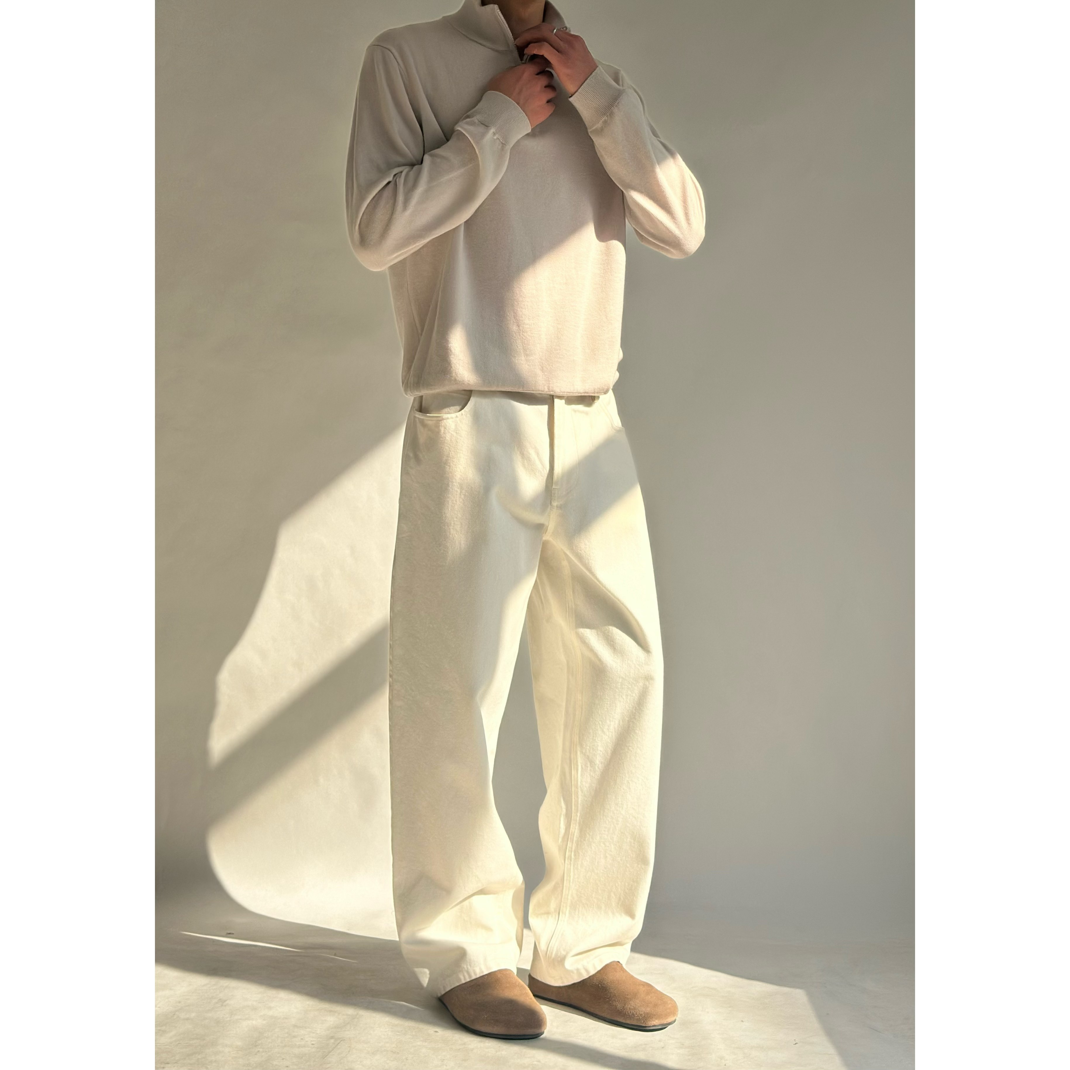 thumbnail for RIZZUP ROW style Italian Candiani fabric ROSS fit straight jeans blue cow white cow