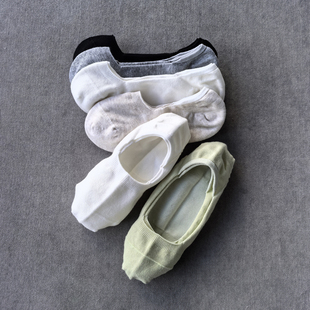 女士夏季 隐形袜纯色小清新棉袜无骨缝头防掉跟硅胶浅口船袜 薄款