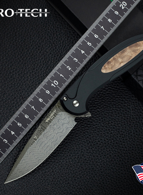 美国进口PROTECH超技术2025刀展定制限量大马士革钢EDC折叠刀收藏