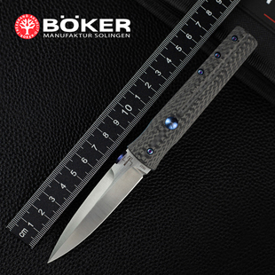 德国进口boker博克199冰锥户外不锈钢碳纤维柄EDC绅士折叠刀便携