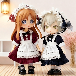 p10 ob11娃衣 蕾丝制服p9 连衣裙套装 12分bjd娃衣 复古女仆装