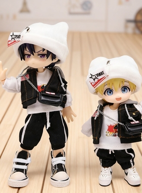 ob11娃衣 牛仔卫衣套装妖精体 p9 p10 阿巳2.0娃衣 bjd12分娃衣服