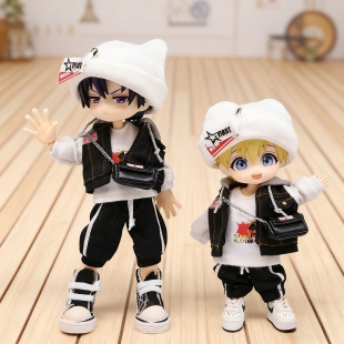 ob11娃衣 牛仔卫衣套装妖精体 p9 p10 阿巳2.0娃衣 bjd12分娃衣服