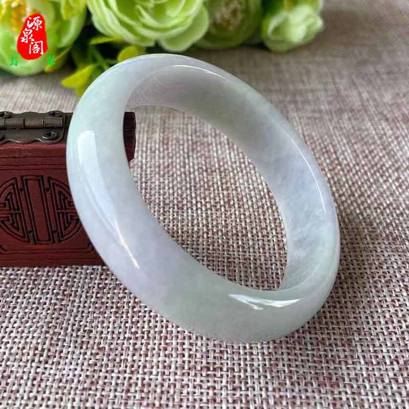 春彩冰糯种翡翠平安手镯天然正品缅甸a货宽版玉镯子玉石女款带证