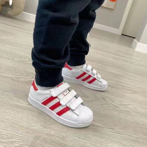 adidas三叶草男女童鞋SUPERSTAR 魔术贴贝壳头运动休闲板鞋CG6622
