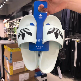 adidas阿迪达斯三叶草男女拖鞋 一字拖轻便户外休闲沙滩凉拖EG8684