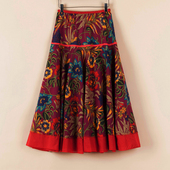 2024新款 棉麻女半身裙印花民族风长裙旅游广场舞大摆春夏中长裙子