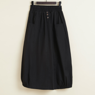 高腰长裙子显瘦花苞裙 2024新款 纯棉半身裙春夏时尚 灯笼裙原创女装