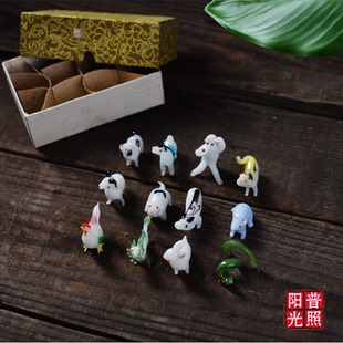 80年代90年代老物件影视道具装饰摆设琉璃十二生肖摆件一套12个