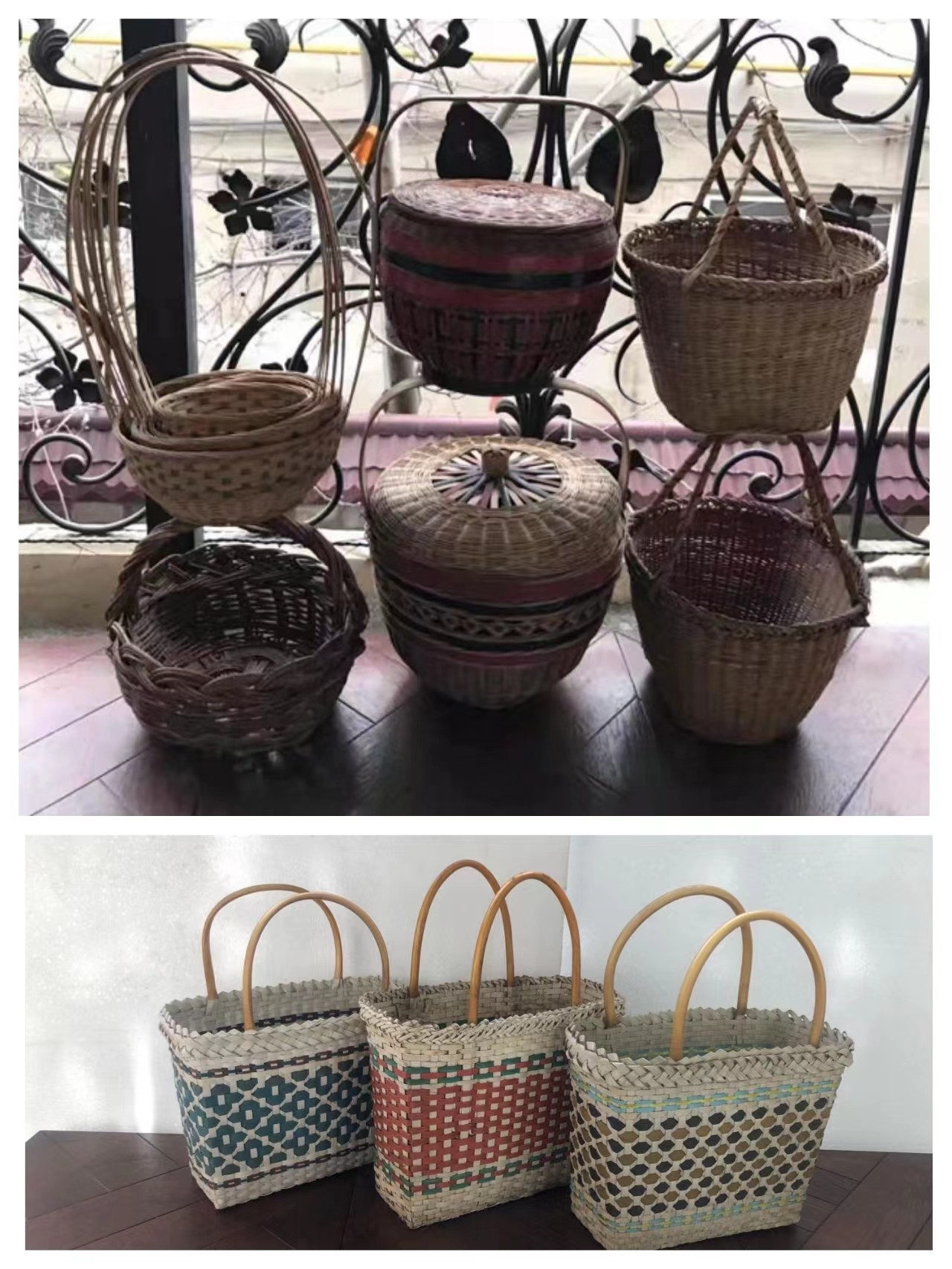 70年代 80年代 二手手提篮子 竹编篮子 收藏怀旧 影视道具 摆件