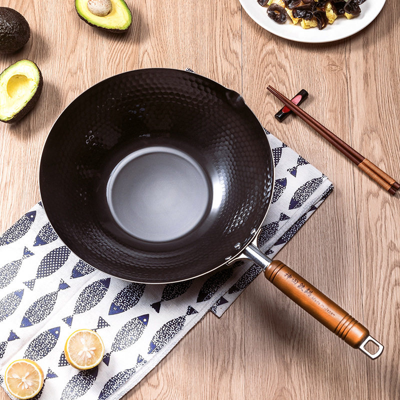 kanda神田铁锅日本进口铁锅不易粘锅无涂层炒锅窒化槌目纹钻石纹