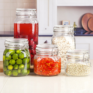 密封罐玻璃瓶子蜂蜜瓶咸菜罐泡酒泡菜坛子带盖家用储物罐子多容量